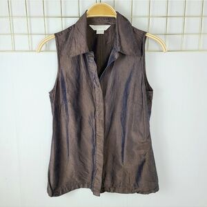Express Compagnie Internationale Silk Brown Iridescent Whimsigoth Vintage Top